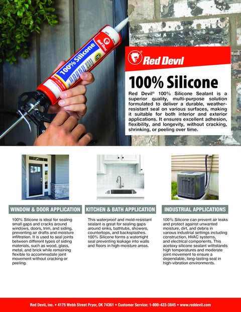 Red Devil 0826 100% Silicone Sealant Architectural Grade Architectural Grade ...