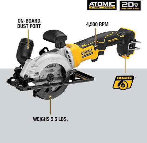 DEWALT DCS571B ATOMIC 20V MAX 4-1/2" Li-Ion Brushless Cordless Circular Saw New