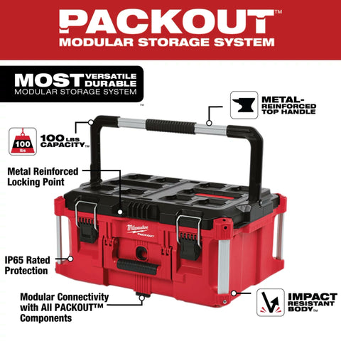 Milwaukee 48-22-8425 PACKOUT 100-Pound Capacity Polymer Packout Large Tool Box