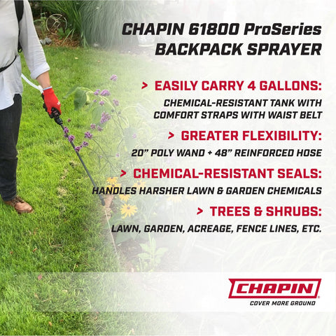 Chapin 61800 4 Gallon Made in USA Professional Backpack Sprayers Brass Adjustabl