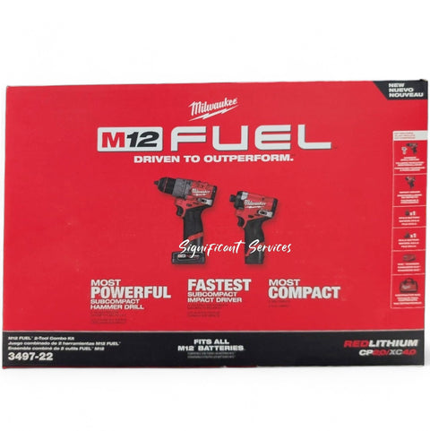 Milwaukee 3497-22 M12 12V FUEL Brushless Cordless Hammer Drill Impact Driver Kit