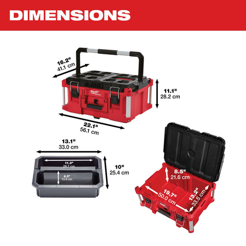Milwaukee 48-22-8425 PACKOUT 100-Pound Capacity Polymer Packout Large Tool Box