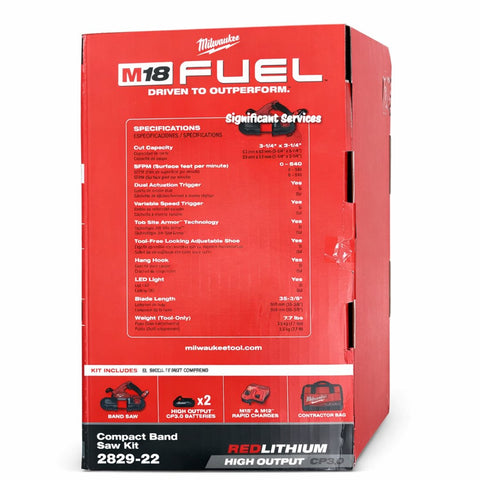 Milwaukee 2829-22 M18 FUEL Redlithium Brushless Cordless Compact Band Saw Kit