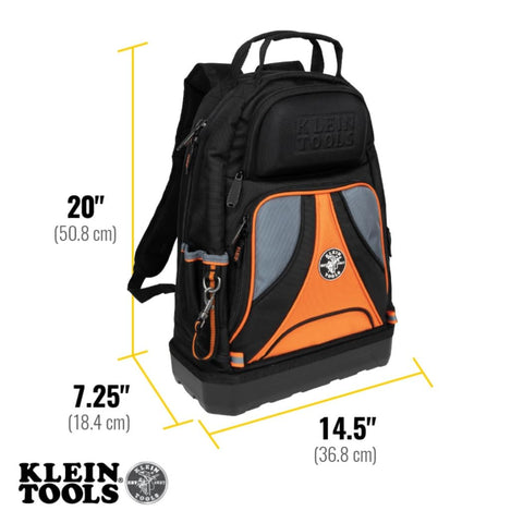 Klein Tools 55421BP-14 Tool Backpack Bag, 39 Pockets, Black/Orange/Gray