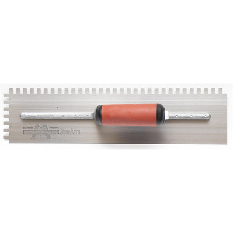 MARSHALLTOWN 709SD 1/4 x 3/8 x 1/4 Two-Sided Square Notched Trowel, USA Made 16x4 Inch Riveted Tiling Trowel