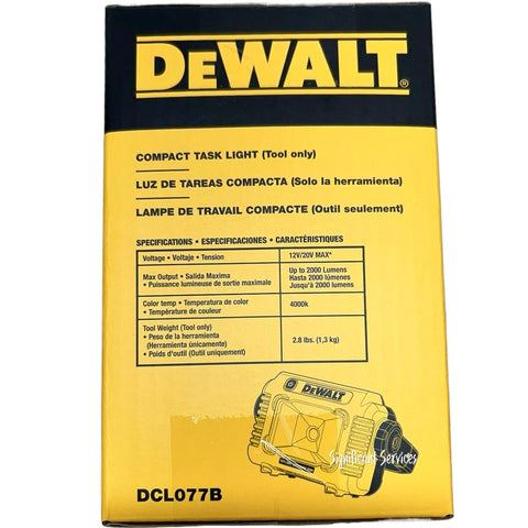 DEWALT DCL077B 12V/20V MAX LED Li-Ion Cordless Compact Task Jobsite Light