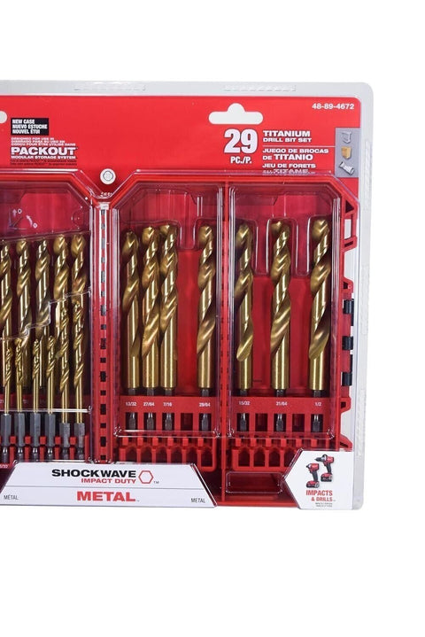 Milwaukee 48-89-4672 SHOCKWAVE 29PC Impact Duty RED HELIX Titanium Drill Bit Set