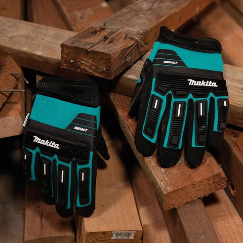 Makita T-04254 Advanced Impact Demolition Gloves Large, Teal/Black
