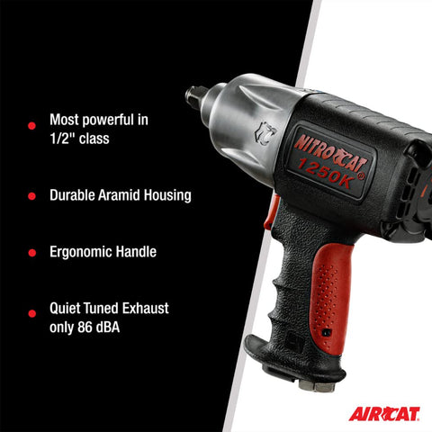 AIRCAT 1250-K 1/2" Nitrocat Composite Twin Clutch Impact Wrench