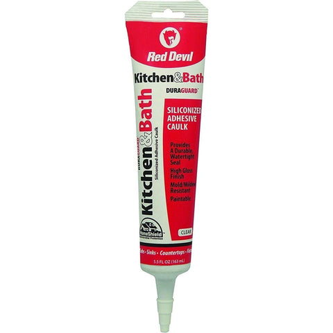 12 PK Red Devil 0445 Duraguard Kitchen & Bath Siliconized Acrylic  5.5 oz. Clear