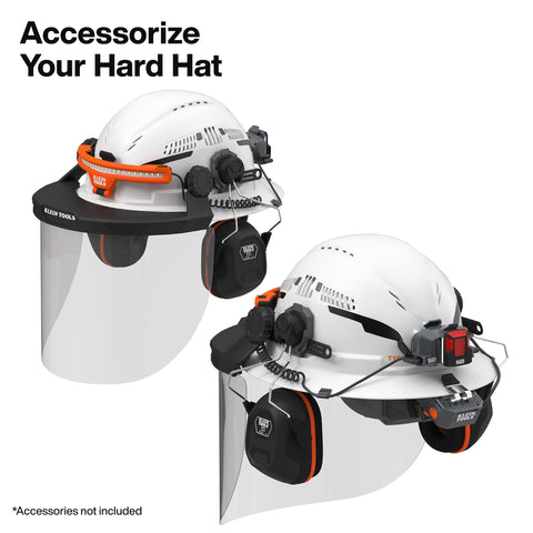 Klein Tools 60401T2 Type 2 Hard Hat, Vented Full Brim, Class C Hard Hat with Chin Strap, 6-Point Suspension with Accessory Mounts and Washable Padding