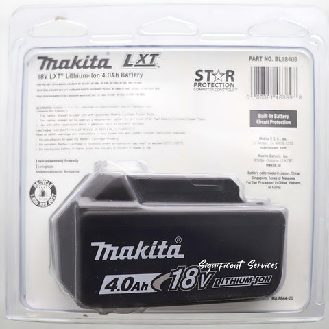 New MAKITA BL1840B LXT 18V Lithium-Ion 4.0 Ah Battery Pack NEW in PACKAGE