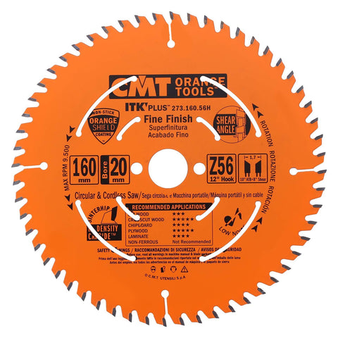 CMT Orange Tools 273.160.56H ITK Plus FINE Finish Saw Blade HW...