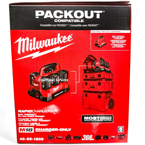 Milwaukee 48-59-1809 M18 18V Li-Ion Packout 6 Port Bay Rapid Battery Charger