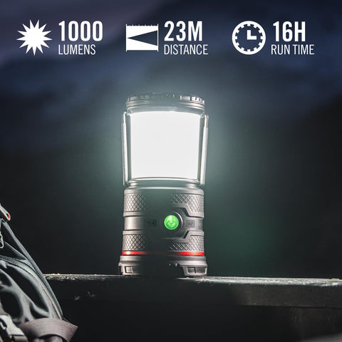 Coast EAL35R 1000 Lumen Voice-Controlled LED Emergency & Camping Area Lantern with Warm, Cool White, Day, Red & Red Flashing Mode, Power Bank Functionality - Ocean