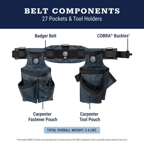 Badger Occidental Leather 461010 XL Gunmetal Grey Carpenter Set