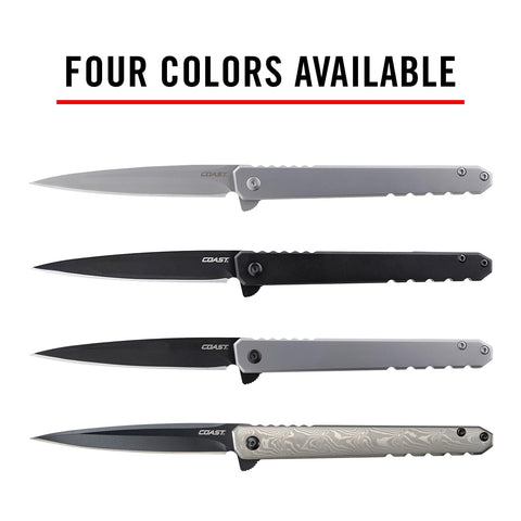 Coast LX533 Origin Gentleman's EDC Folding Pocket Knife Damascus Handle Black Nitride Blade