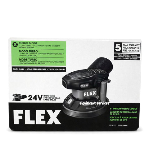 FLEX FX3411-Z 24V Brushless 5" Random Orbital Sander 13000 OPM Cordless Tool