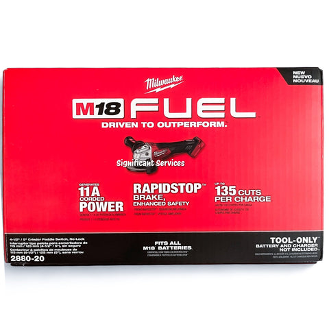 New Milwaukee 2889-20 M18 18V 4-1/2" 5" Cordless Variable Speed Braking Grinder