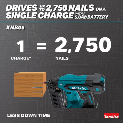 Makita XNB05Z 18V LXT Brushless Cordless 2-1/2 in 16 Ga Straight Finish Nailer