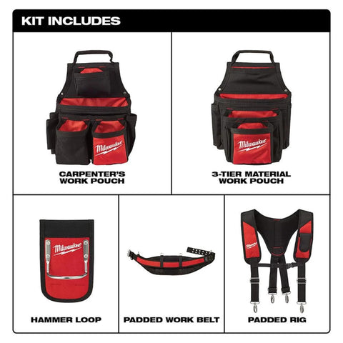 Milwaukee 48-22-8120 Contractor Work Belt with Suspension Rig Tool Belt System