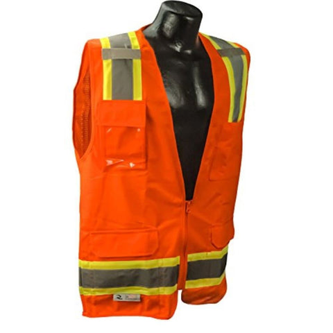 Radians SV6O3X Two Tone Surveyor Class 2 Safety Vest, 3X-Large, Orange