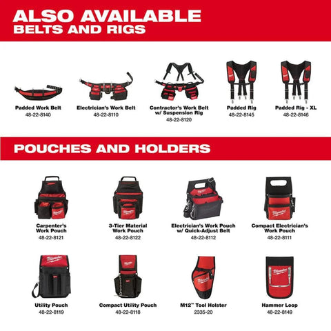 Milwaukee 48-22-8120 Contractor Work Belt with Suspension Rig Tool Belt System