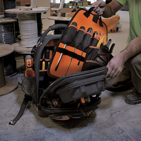 Klein Tools 55485 Tool Bag Backpack, Durable Electrician Backpack with 48 Pockets for Hand Tools