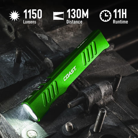 Coast Slayer LED Flashlight 1150 Lumen USB-C Rechargeable Spot/Flood Green