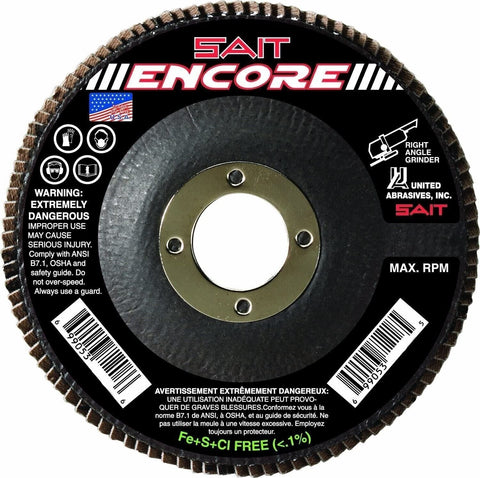 United Abrasives-SAIT 71225 Type 27 Encore Flap Disc, 5-Inch x 7/8-Inch Z 36X, 1