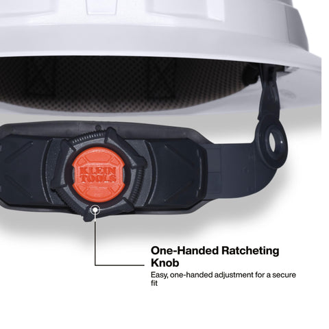 Klein Tools 60401T2 Type 2 Hard Hat, Vented Full Brim, Class C Hard Hat with Chin Strap, 6-Point Suspension with Accessory Mounts and Washable Padding