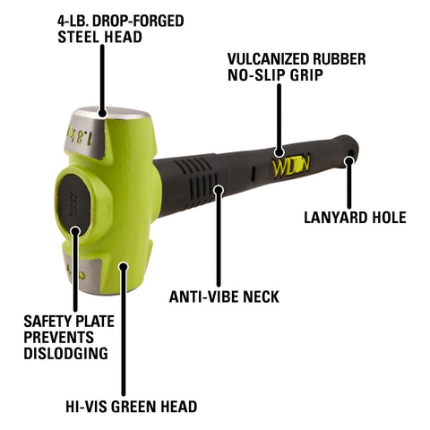 Wilton Bash 20416 4 lb. Head Sledge Hammer 1-3/4 Face Diameter 16" Handle Length
