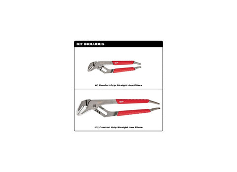 Milwaukee 48-22-6330 6" & 10" Comfort Grip Straight-Jaw Pliers Set