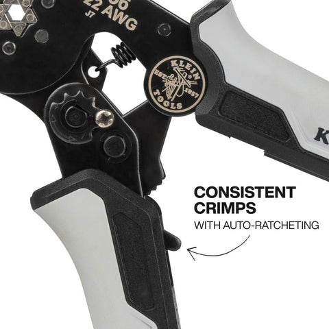 Klein Tools 34056 Ferrule Crimping Tool Hex Crimper Pliers 10-22 AWG Terminals