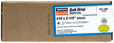 Simpson Strong-Tie SST DSVT212S DSV Wood Screw #10 x 2-1/2 in Tan Quik Guard