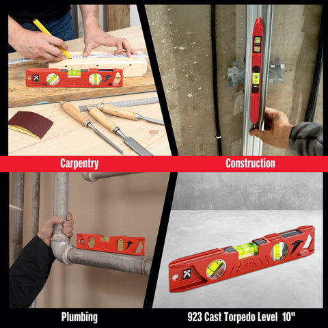Kapro 923 Professional Cast Aluminum Torpedo Level Features DualView Plumb