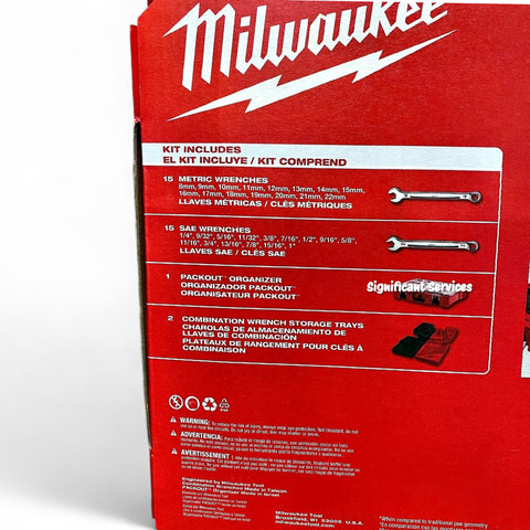 Milwaukee 48-22-9485 30PC Metric SAE Combination Wrench Set PACKOUT Organizer