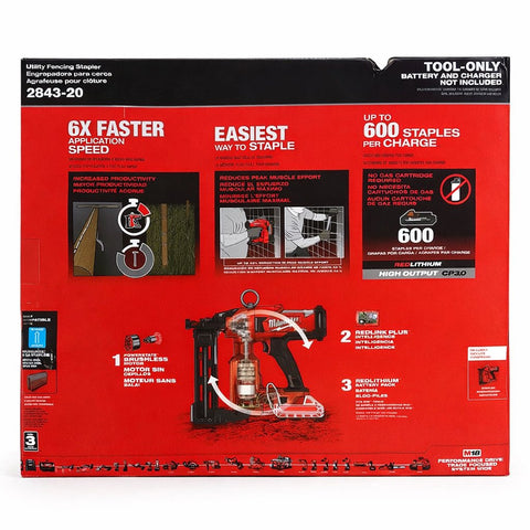 Milwaukee 2843-20 M18 18V FUEL Utility Fencing Stapler Cordless Nailer Tool Only