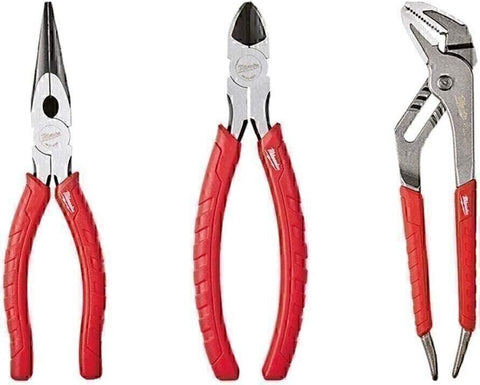 Milwaukee 48-22-6331 3pc Comfort Grip Pliers Set Diagonal Long Nose Strait Jaw