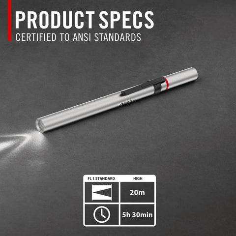 Coast A9R Rechargeable Inspection Beam LED Penlight 54 Lumens Flex Charge Silver