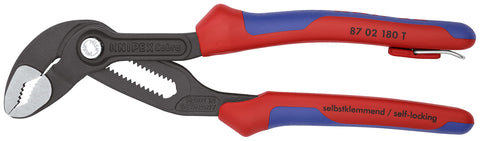 Knipex 8702180TBKA Cobra Water Pump Pliers "7.09" with soft handle and tether...