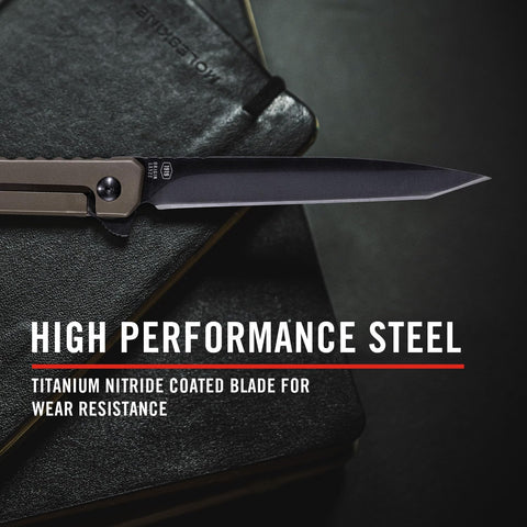 Coast 31143 LX522 Origin Tanto Folding Pocket Knife Stainless Black Blade Brown Handle EDC