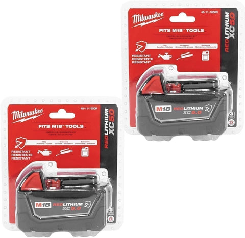 Milwaukee M18 REDLITHIUM 48-11-1850R 18V 5.0 AH Resistant Batteries