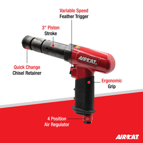 AIRCAT 5250-A-T .401" Shank Super Duty Pneumatic Air Hammer, 3" Piston Stroke
