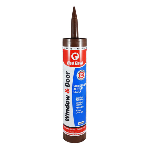 Red Devil 084640 Window & Door Siliconized Acrylic Caulk, 10.1 oz, Pack of 1, Br