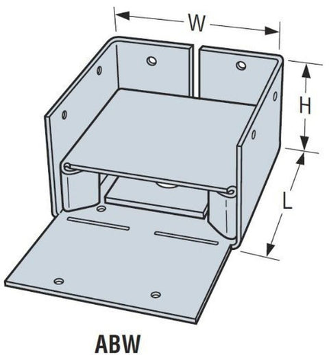 Simpson Strong-Tie 6" X 6" ABW Wood Post Galv Steel Support Base ABW66Z, 10Pk