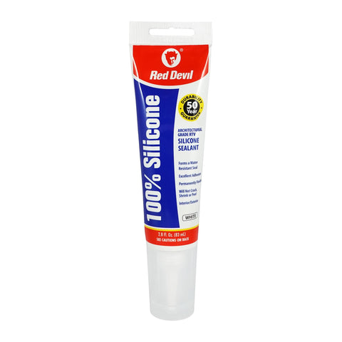 Red Devil 0810 Silicone Sealant Architectural Grade, 2.8 oz, White Pack of 1