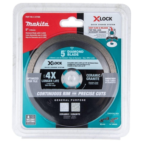 Makita E-07406 X-Lock 5" Continuous Rim Diamond Blade for Ceramic and Granite