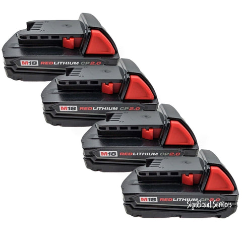 Milwaukee 48-11-1820 REDLITHIUM M18 18V 2.0 Ah Compact Battery (4 Pack)