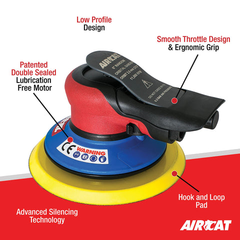 AIRCAT 6700-6-332 Orbital Palm Sander 3/32" Non-Vacuum Pneumatic Air Sander